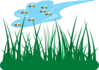 Bees Flying Over Grass Clip Art